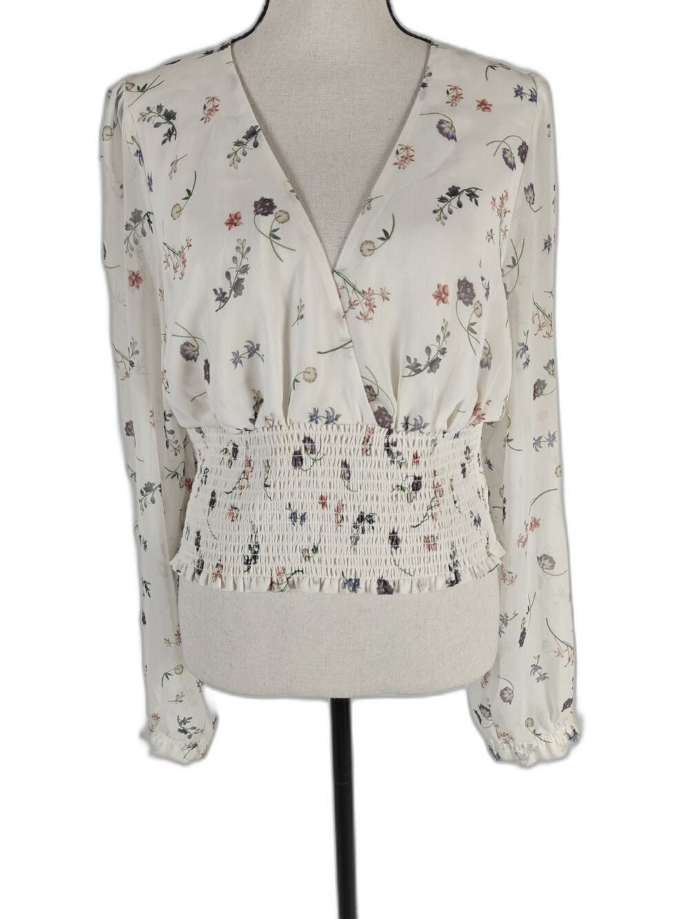 Womens Wilfred Genoa Blouse White Floral Size L NWT